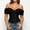 Black, variant on HCBY Women's Off Shoulder Lace Ruffle Trim Corset, Sweetheart Neckline Short Sleeve Bustier Style with Front Lace Up and Button Detail for Halloween Parties