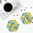 thumbnail image 4 of Lsque Lemon Pattern 4" Drink Coasters Set of 4, PVC Leather Absorbent Coasters, Table Coaster Set Decorative Coffee Cup Coasters Housewarming Gift -Hexagon, 4 of 6