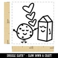 thumbnail image 2 of Cookies and Milk Best Friends Hearts Love BFF Self-Inking Rubber Stamp Ink Stamper - Sky Blue Ink - Small 1 Inch, 2 of 7