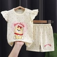 thumbnail image 2 of NOLDARES Toddler Baby Girl Clothes Summer Outfits Sleeveless Ruffled Shirts Tank Tops Shorts Kids Girls Clothing Sets(Light Yellow,9-18 M), 2 of 4