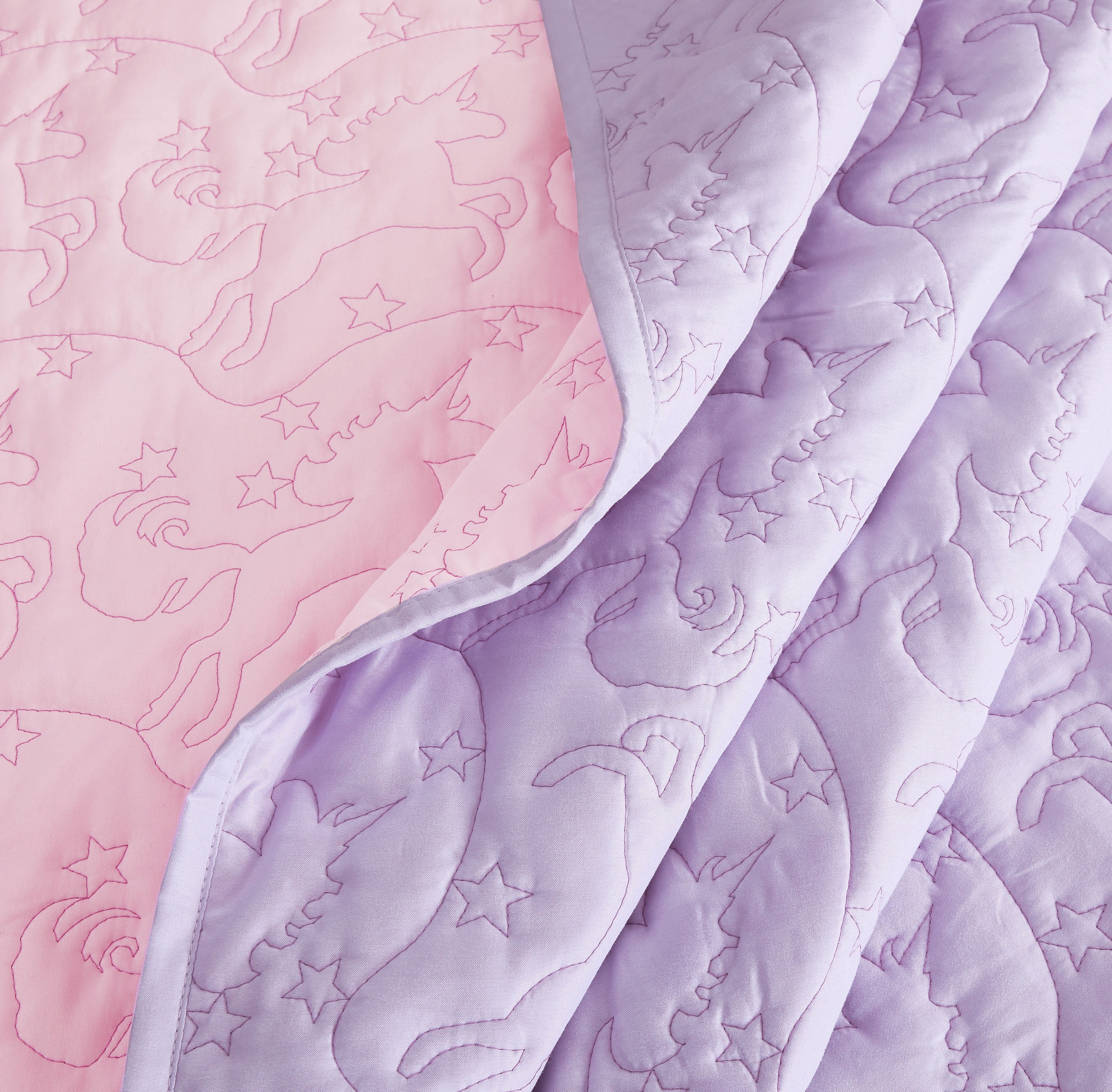 Your Zone Kids Reversible Microfiber Quilt Set, Unicorn, Twin, 2 Piece