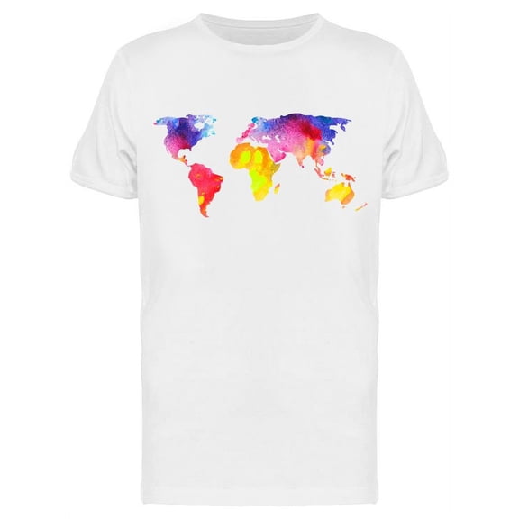 World Map In Watercolors T-Shirt Men -Image by Shutterstock, Male XX-Large