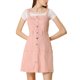 thumbnail image 5 of Vestido de mezclilla A-Line para mujer con tirantes ajustables Inspire Chic, primavera verano, color rosa, 5 of 8