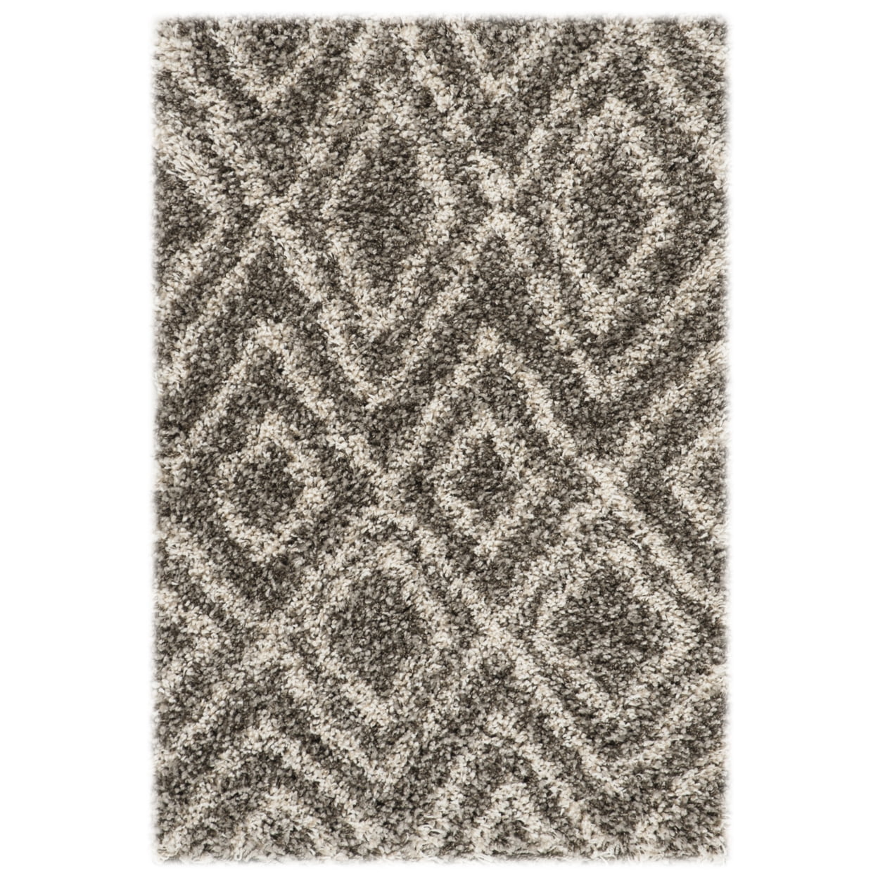 SAFAVIEH Hudson Augustine Geometric Shag Runner Rug, Grey/Ivory, 2'3" x 8'