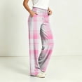 thumbnail image 6 of Hvogkswy Women Plaid Pajama Pants Loose Straight Wide Leg Lounge Pants Drawstring Elastic Waist Home Pajama Bottoms with Pockets, 6 of 7