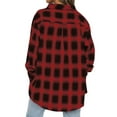 thumbnail image 4 of Xuanfei Women Plaid Lapel Collar Single-Breasted Long Sleeve Mid-Length Shirt, 4 of 4