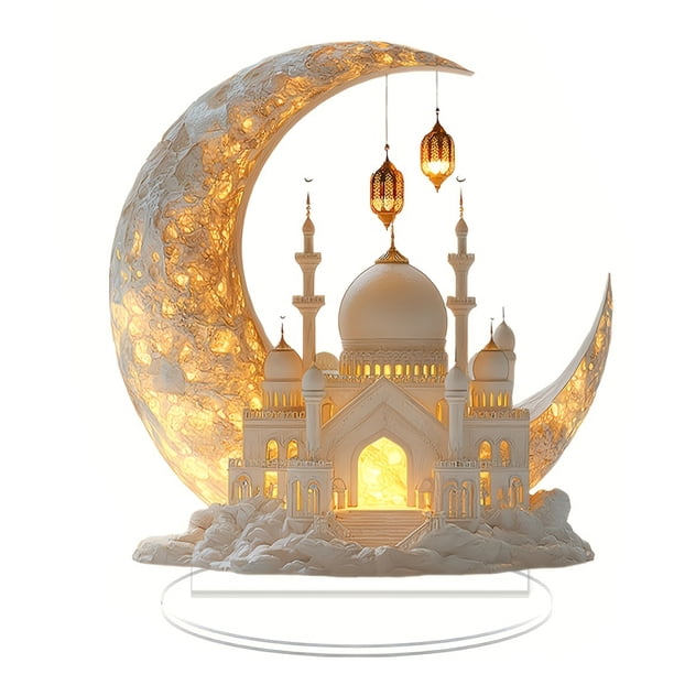 Billuyoard Elegante decoración de acrílica con forma de luna para el Ramadán que mejora la experiencia del ayuno Decoraciones acrílicas para Decoración del hogar YKD999