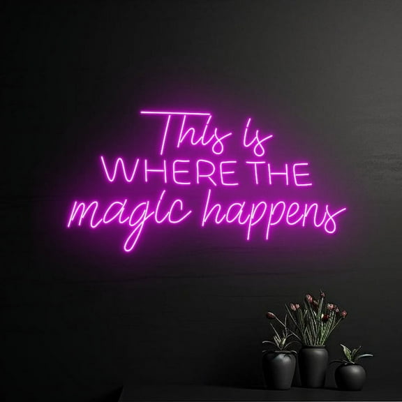Handmadetneonsign This Is Where The Magic Happens Led Sign, Custom Text Neon Light, Personalized Name Led Light, Wall Décor