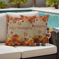 thumbnail image 4 of Thanksgiving Maple Outdoor Waterproof Pillow Covers, Fall Pumpkin Leaves Farmhouse Retro Brown Decorative Square Throw Pillowcase Sofa Cushion Sham for Patio/Couch/Chair, 16"x16" 2 Pack, 4 of 8