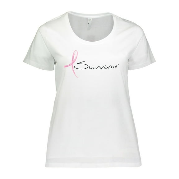 Inktastic Breast Cancer Survivor Pink Ribbon Women's Plus Size T-Shirt