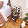 thumbnail image 4 of VECELO 3-Tier Ladder Shelf, Industrial Leaning Open Wood Shelving Unit Storage Rack for Living Room Bedroom, Kitchen, Bathroom, Brown, 4 of 9