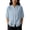 #0077-Light Blue, variant on Linen Tops for Women Mandarin Collar Half Sleeve Floral Embroidered Stripe Womens Tops Relaxed Fit Lightweight Womens Shirts for Women