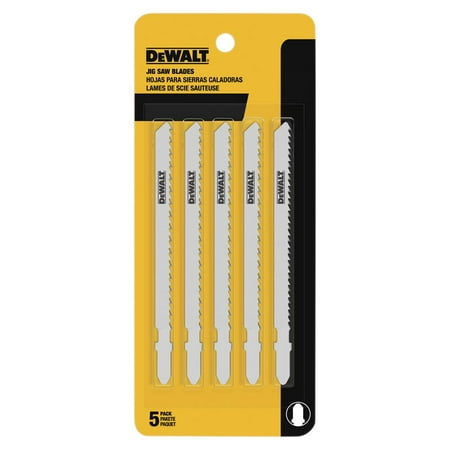 UPC: 0028877315959 | DeWalt T Shank Wood Cutting Jig Saw Blades  4 in  6 TPI  25/CTN (115-DW3750-5)