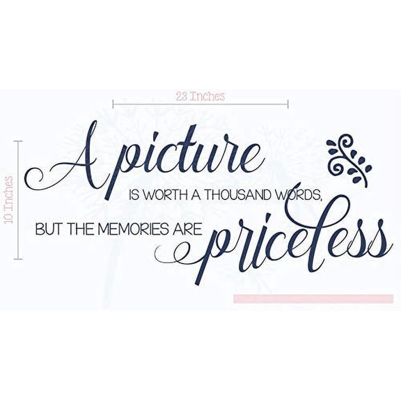 Picture is Worth Thousand Words, Memories Priceless Wall Decals Vinyl Lettering Stickers Quote, 23 X 10, Deep Blue