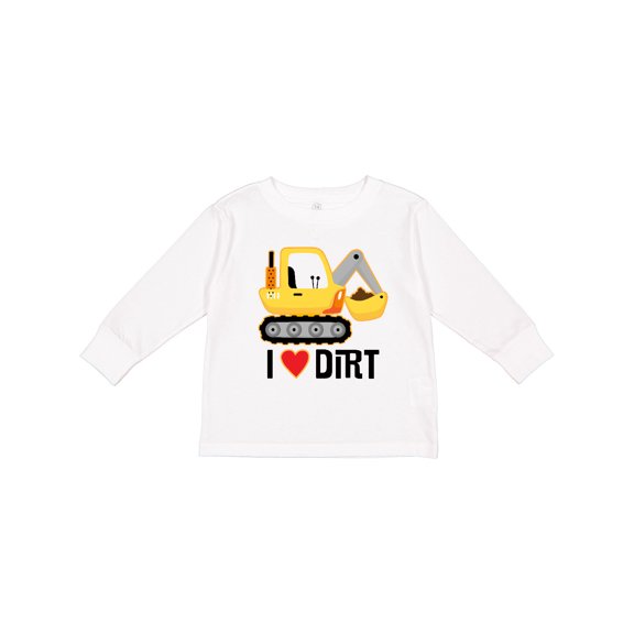 Inktastic Construction Truck I Love Dirt Boys or Girls Long Sleeve Toddler T-Shirt