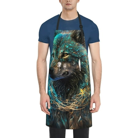 

Coaee Artistic Light Dot Wolf、 for Waterproof Apron for Unisex Adult with Adjustable Bib Apron