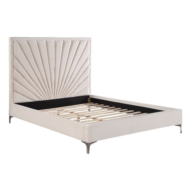ACME Lit Très Grand Size en Velours Capitonné Beige