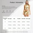 thumbnail image 3 of YONGHS Women's Rave Outfits Sleeveless Holographic Metallic Crop Top Dance Shorts 2 Piece Set Hot Pink L, 3 of 3