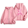 thumbnail image 2 of SUYOLL Women's Hoodies Fall Winter Ribbon Feather Print Zipper Long Sleeve Pocket Drawstring Casual Sports Sweatshirt Hoodie Pullover Tops, 2 of 5