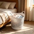 thumbnail image 2 of Twfbrm Plastic Laundry Basket, 12x16 Inch Portable Breathable Laundry Hamper with Handles, Ventilation Durable Storage Container Organizer for Bedroom, Apartment, Dorm, Home, Laundry Room, 2 of 6