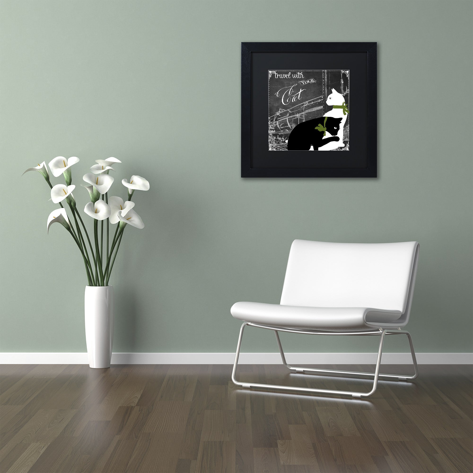 Trademark Fine Art "Travel With Your Cat" Canvas Art by Color Bakery, Black Matte, Black Frame