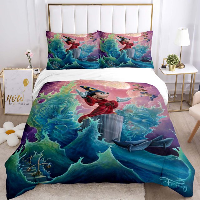 Disney Mickey Minnie Mouse Quilt Cover Pillowcase Bedding Three Piece Set Multi Size Comforter Duvet Cover Anime Bedding SetsUS King 264x228cm Gao Jinjia LED