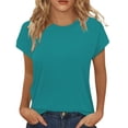 thumbnail image 1 of Charmgo Hauts pour Femmes Hauts d'Été pour Femmes Chemises à Manches Courtes Col Rond Tunique Mignonne et Tendance Blouses Sorties Hauts Grande Taille pour Femmes Vert Menthe TTTTG, 1 of 4