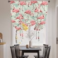 thumbnail image 3 of Red Flamingo Tie Up Curtains for Windows, Adjustable Balloon Window Shades, Summer Tropical Plants Leaves Botanical Green Kitchen Window Treatments Farmhouse Short Curtains with Rod Pocket 42"x45", 3 of 8