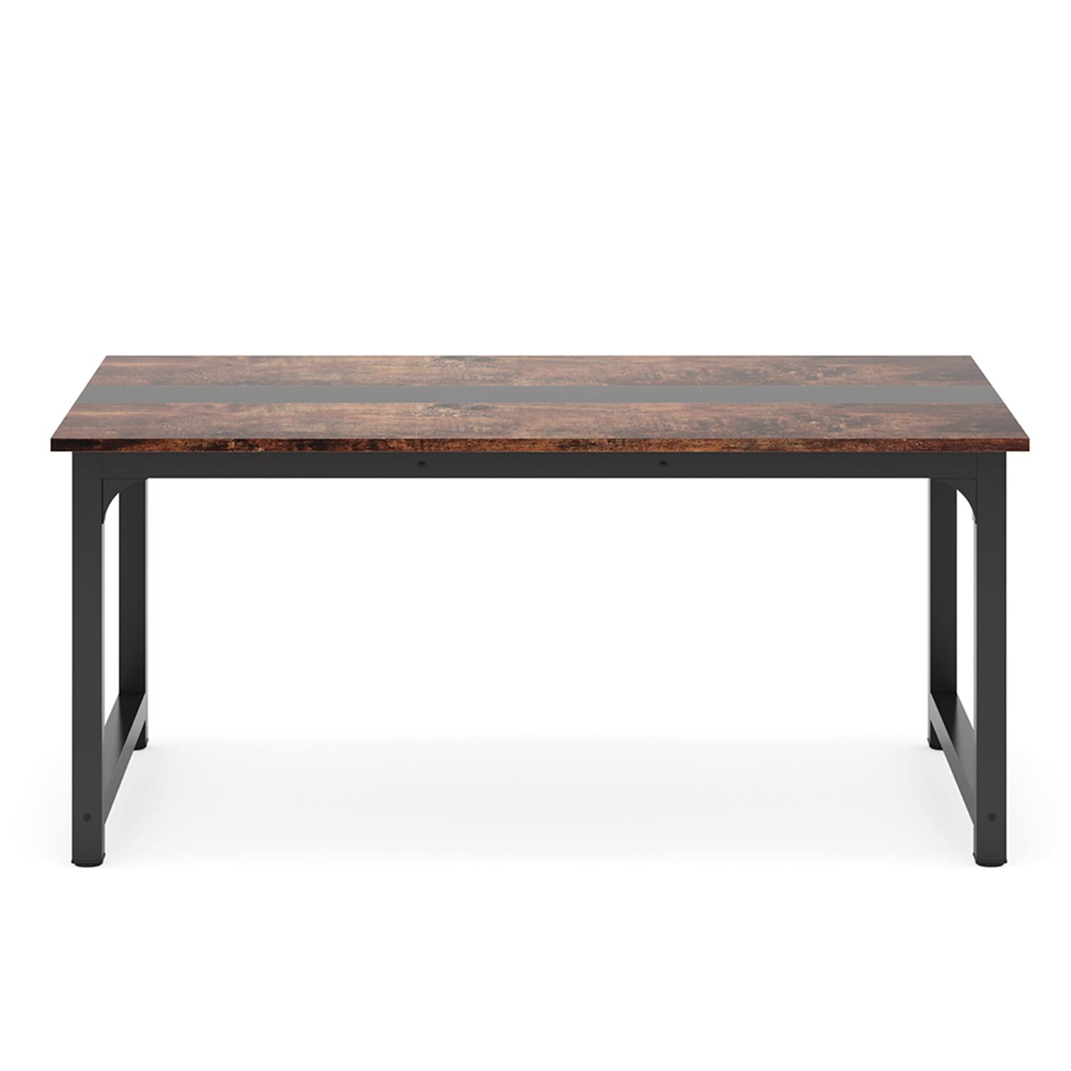 Demi Bonn 63" Modern Large Computer Desk, Rectangular Meeting Table Executive Desk, Simple Study Work Desk for Home Office, Study, Living Room, Brown