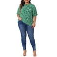 thumbnail image 2 of Agnes Orinda Women's Plus Size Tops Polka Dots Ruffle Hem Short Sleeve Mock Neck Blouses 1X Green, 2 of 6
