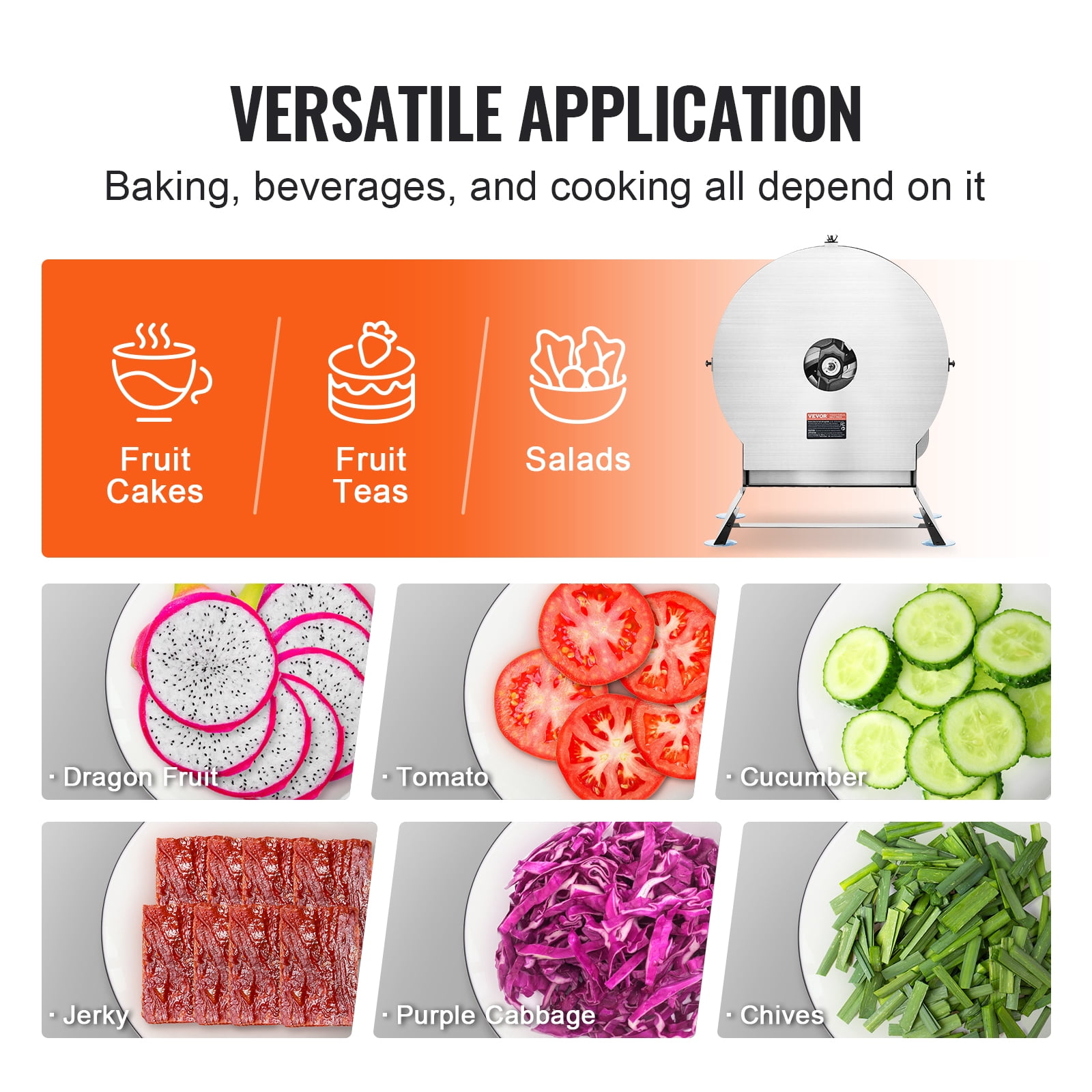 VEVOR Electric Vegetable Slicer, 0-0.5"/0-12mm Thickness Adjustable Commercial Slicer Machine, Convertible to Manual, Stainless Steel Food Cutter Slicing Machine, Large Feed Port for Potato