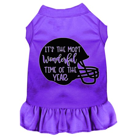 Most Wonderful Time Of The Year (football) Screen Print Dog Dress Purple Sm