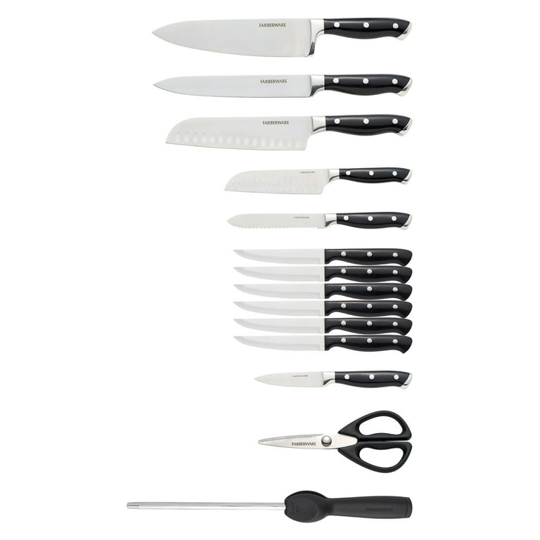 Farberware® 15-pc. Triple-Rivet White-Handle Knife Block Set