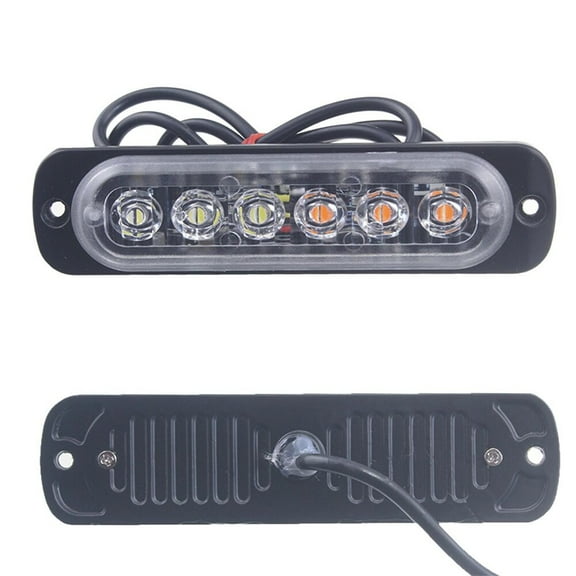 6 LED Amber Emergency Warning Strobe Light Bar for Car Truck Vehicle Hazard Flashing High Visibility Durable Design