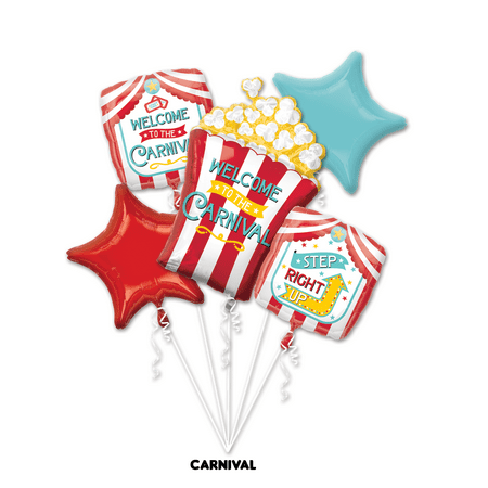 Mayflower Distributing Carnival Anagram Helium Balloon Bouquet Kit, 5 Piece, Party Supplies