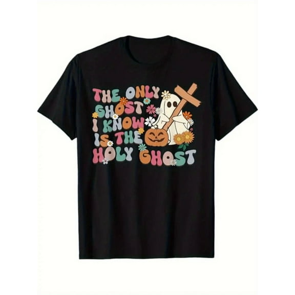 Womens Letter Print Graphic Tee Cotton Breathable T Shirt Tops Short Sleeve Round Neck Black S-5XL