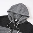 thumbnail image 6 of Men's Hoodies Quarter Zip Drawstring Plaid Jacquard Color Block Long Sleeve Sweatshirts Fall Casual Stylish Slim Fit Tops Black 3XL, 6 of 9