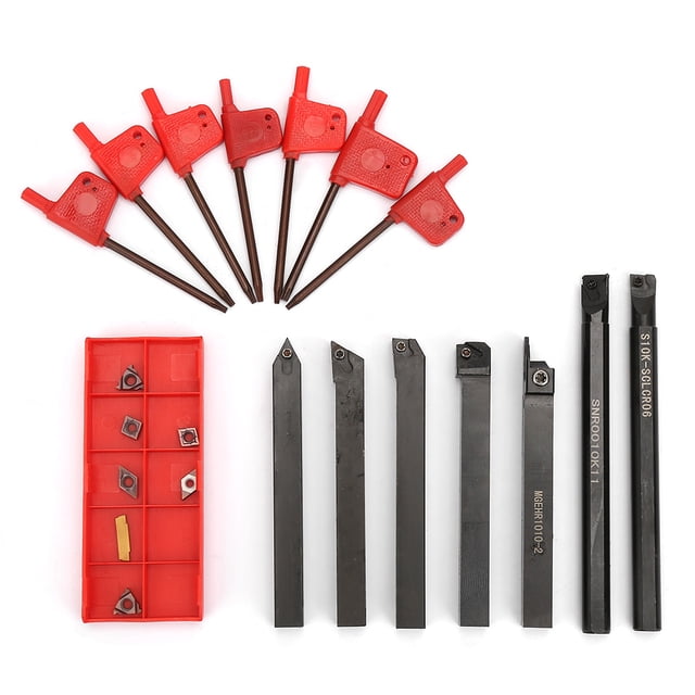 7 Set 10mm Shank Lathe Turning Tool Holder Boring Bar + DCMT CCMT Carbide Insert+ Wrench