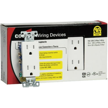 10 Pack 15 Amp White Tamper Resistant Decora Receptacles