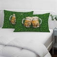 thumbnail image 3 of St Patrick's Day Pillow Covers, Linen Long Throw Pillow Case, Vintage Shamrocks Golden Beer Green Leaf Holiday Pillow Protector Decorative Cushion Cover for Living Room/Bedroom 20" x 26", 3 of 8