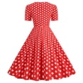 thumbnail image 3 of Women's Casual Tennis Dress Elegant Square Neck Short Sleeves Bow Design Modern Everyday Dress for Daily Wear Red S, 3 of 8