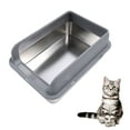 thumbnail image 1 of CAJA DE PARA GATOS CERRADA DE ACERO CONPA INOXIDABLE, BANDEJA DE METAL INODORO ANTISALPICADUAS CON Remedo de Paredes atas, sin pegajosa,, 1 of 7