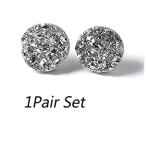 Pendientes de germanio con magnetología Atheniz, pendientes de acupresión sin perforación, pendientes magnéticos de cristal Amo'thea Mag Studs, plata de 8 mm, producto de plata de 8 mm