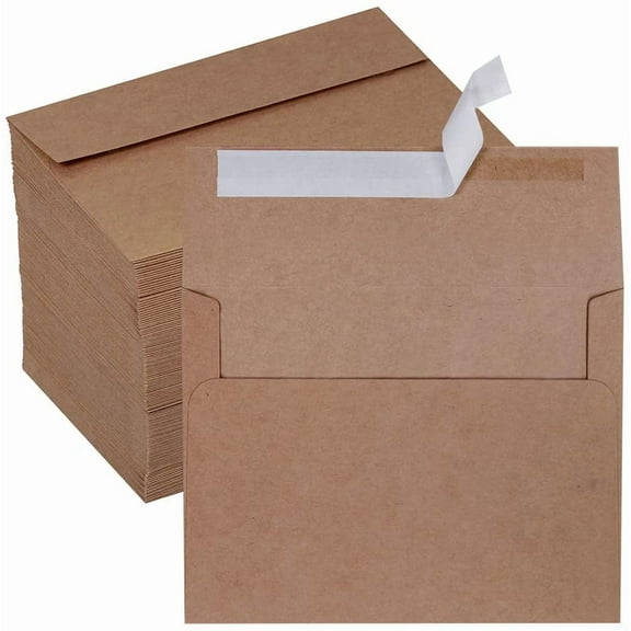 150 Pcs Bulk A2 Invitation Envelopes in Brown Kraft Peel & Press Self Seal 4 3/8 x 5 3/4 Envelopes RSVP Return Envelopes 100lbs. Paper Stock for Wedding Party Invitations Announcement Greeting Cards