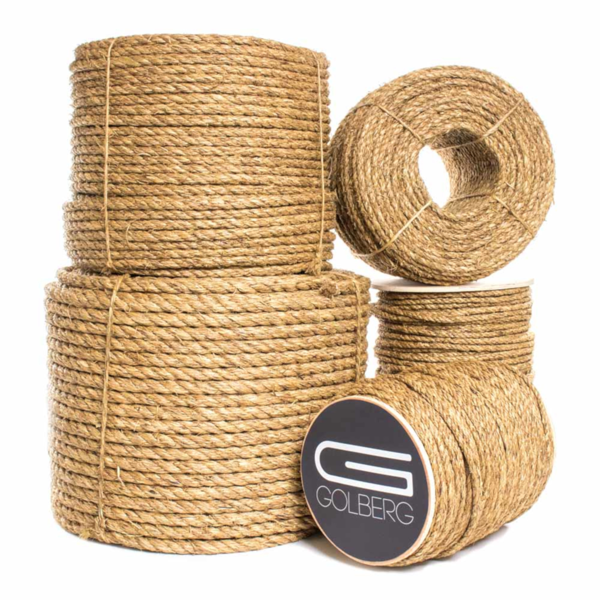 GOLBERG Manila Rope - Heavy Duty 3 Strand Natural Fiber - 1/4 inch, 5/16 inch, 3/8 inch, 1/2 inch, 5/8 inch, 3/4 inch, 1 inch, 2 inch - Available in Different Lengths - image 1 of 5
