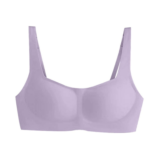 ManxiVoo Square Neck Strapless Bra For Full Bust Seamless Thin Cup Light Support Convertible Layering Top S Size Light Violet