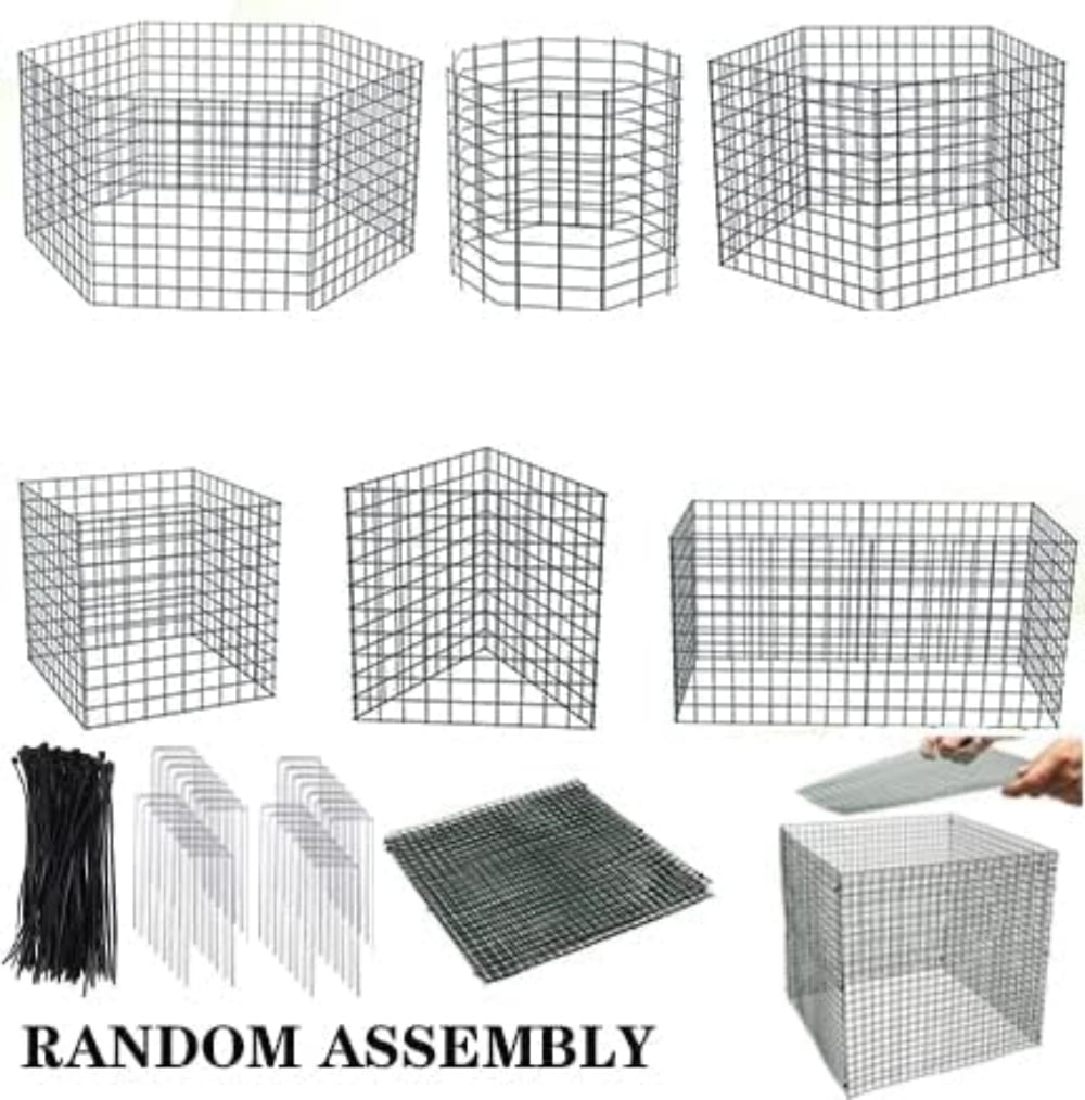 12Pcs Wire Plant Protectors, 11.8" Square Wire Plant Cages Mesh Plant Cage Chicken Wire Cloche with 12 Ground Stakes and 50 Nylon Ties Protect Plants, Garden,Shrubs and Vegetables from Animals