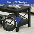 thumbnail image 6 of Wooflex Wood Farmhouse Coffee Table with 2-Tier Open Shelf – Black – Living Room & Home Office, 6 of 9