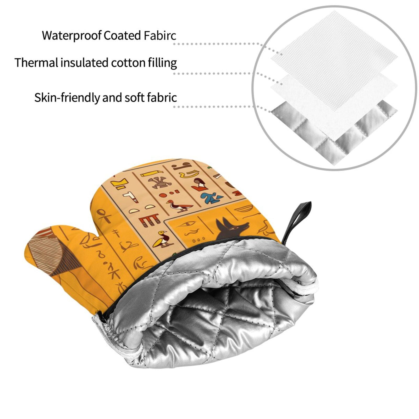 Egyptian Ancient Hieroglyphs 4Pcs Oven Mitts and Pot Holders Sets Oven Kitchen Gloves Hot Pads for Cooking BBQ Baking Grilling