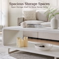 thumbnail image 4 of SinCiDo Modern Coffee Table with Storage Shelf, 2-Tier Wooden Rectangular Minimalist Center Table, Curved Profile Design for Living Room, Office, White, 4 of 7